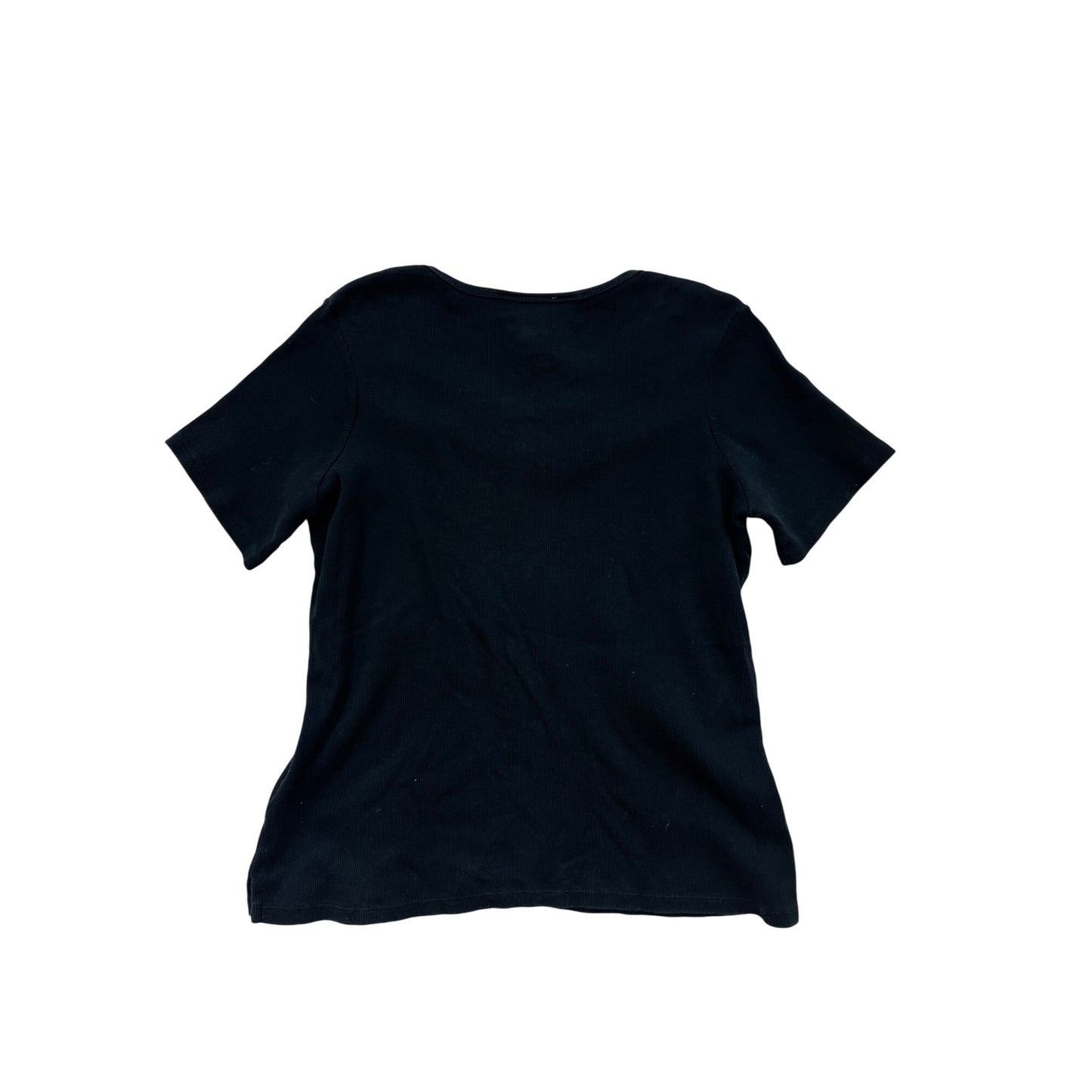 Vintage Tiara Black Embroidered Womens Top M Short Sleeve #8803