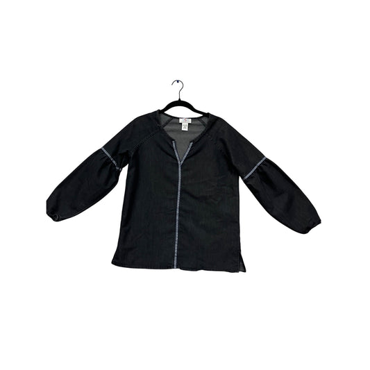 Oso Casuals Womens Black Tunic Top With Denim Stitching Detail XS #792A