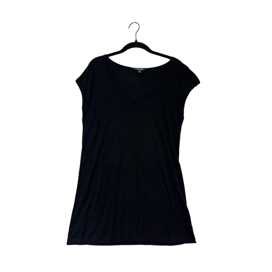 Lauren Ralph Lauren Black Viscose Womens Scoop Neck Short Sleeve Tunic Top L #8913