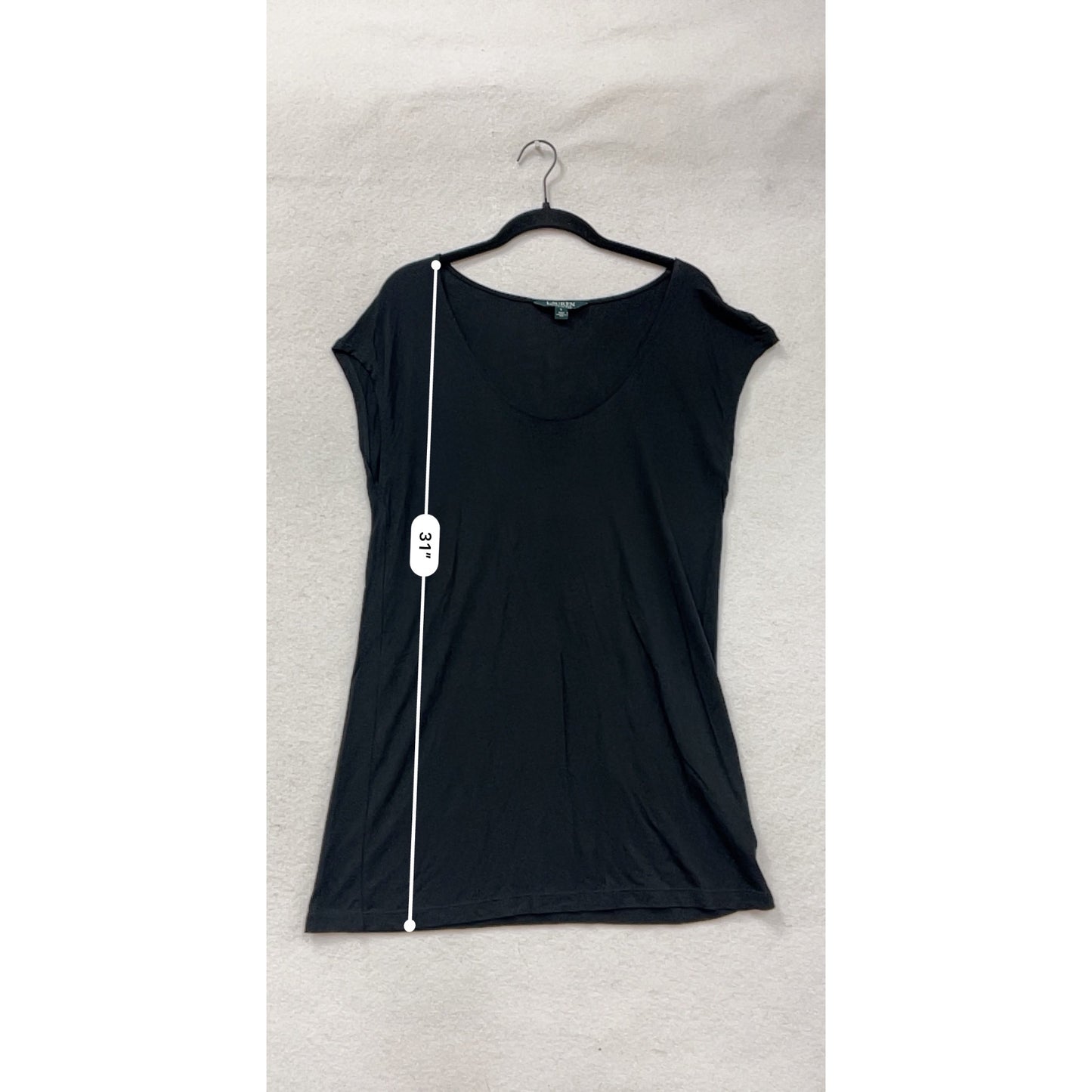 Lauren Ralph Lauren Black Viscose Womens Scoop Neck Short Sleeve Tunic Top L #8913