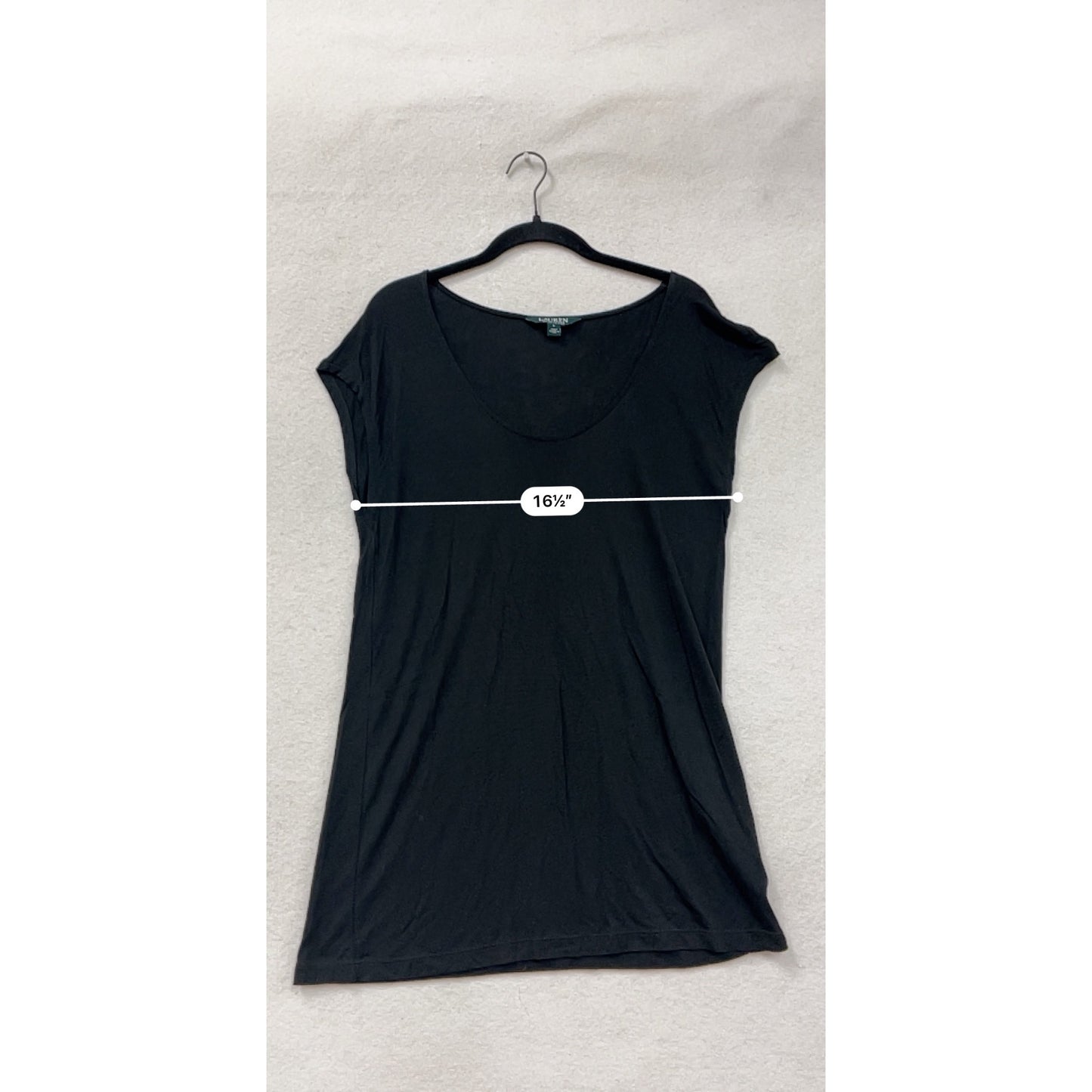 Lauren Ralph Lauren Black Viscose Womens Scoop Neck Short Sleeve Tunic Top L #8913