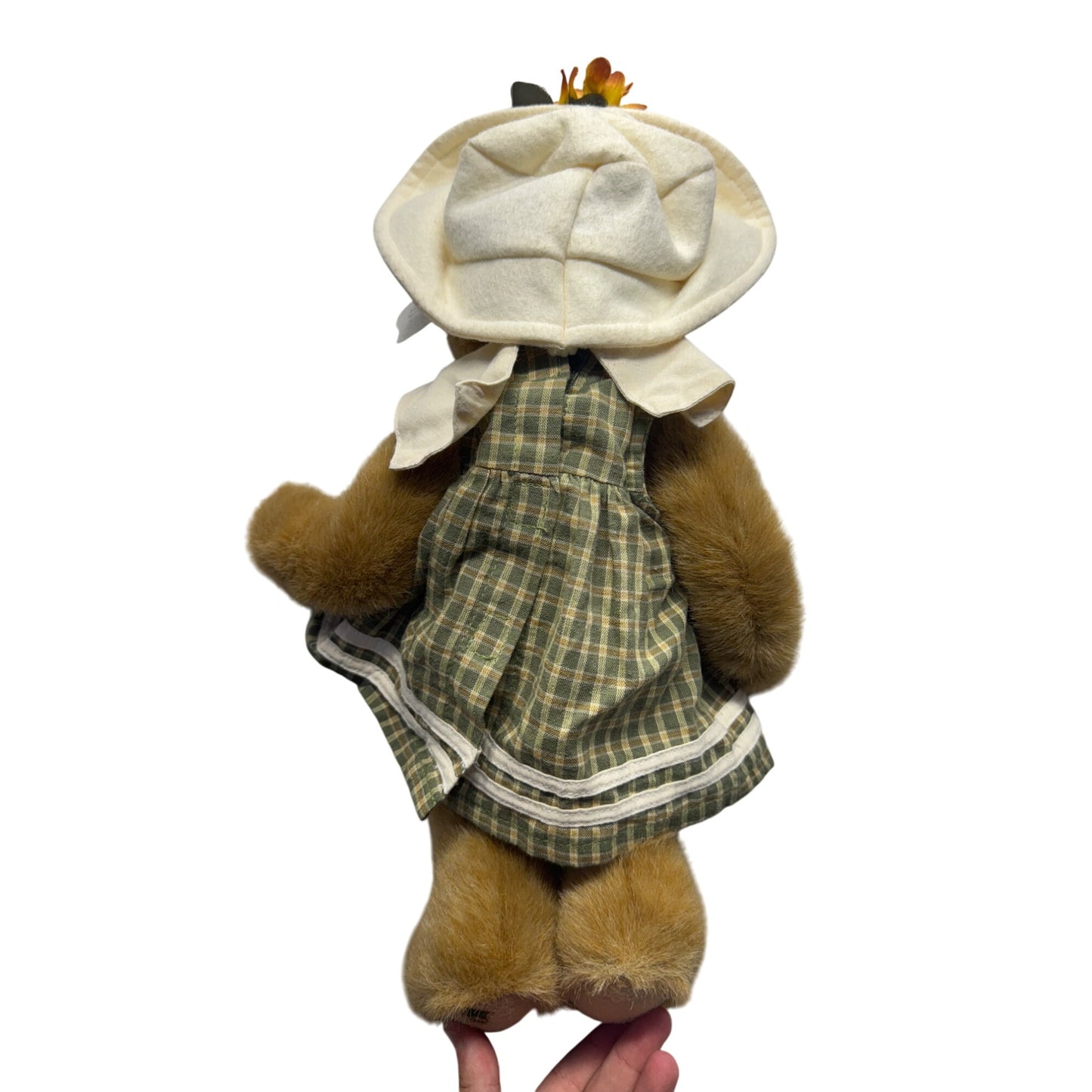 Heart To Heart Friends By Boyds Plush Bear In Plaid Dress & Hat W/ Flower #9865