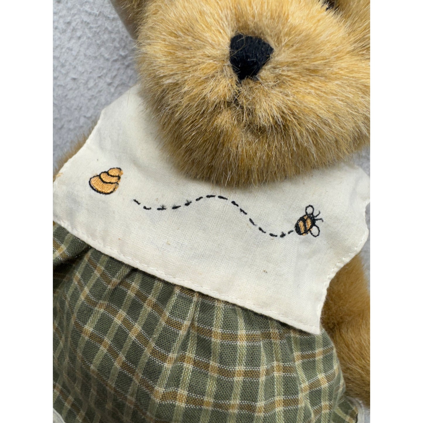 Heart To Heart Friends By Boyds Plush Bear In Plaid Dress & Hat W/ Flower #9865