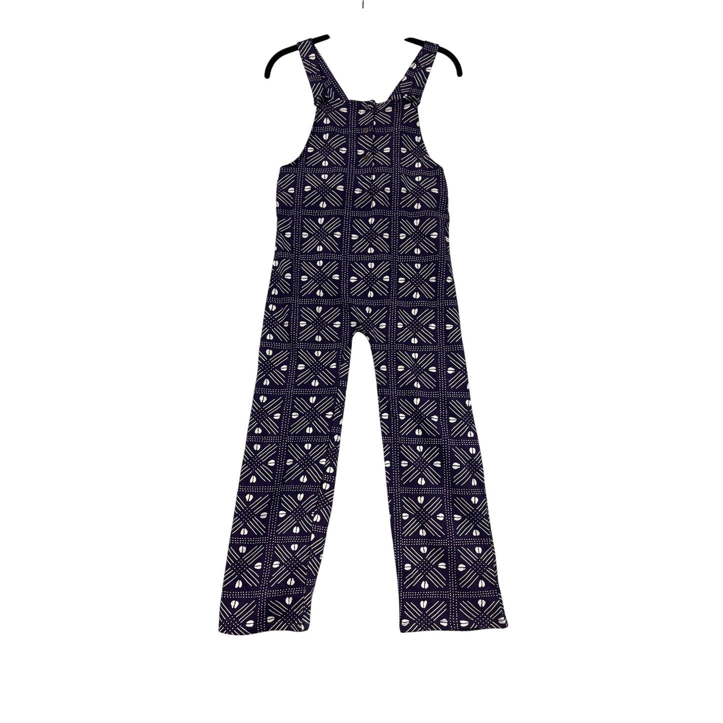 Purple & White Patterned Cotton Overalls Small By Ade + Ayo #8849