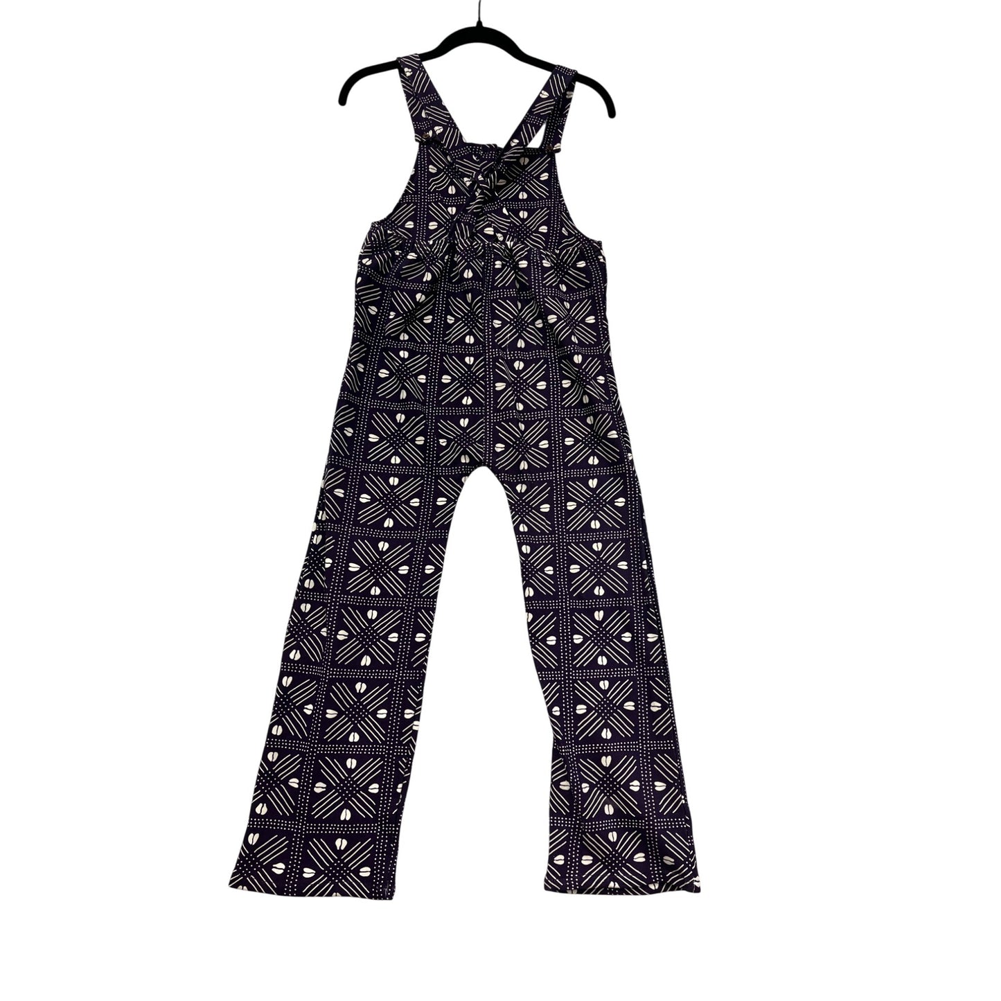 Purple & White Patterned Cotton Overalls Small By Ade + Ayo #8849