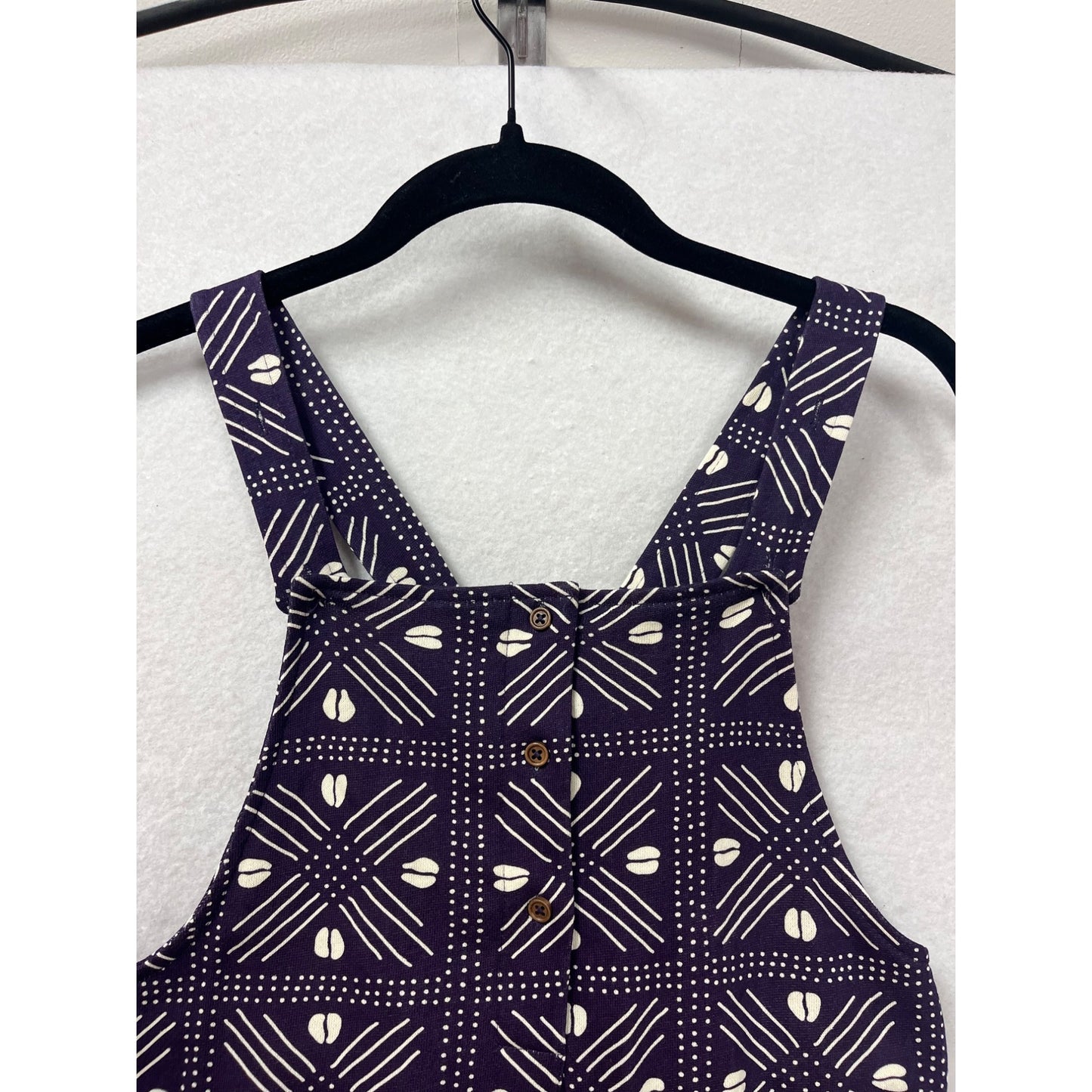 Purple & White Patterned Cotton Overalls Small By Ade + Ayo #8849