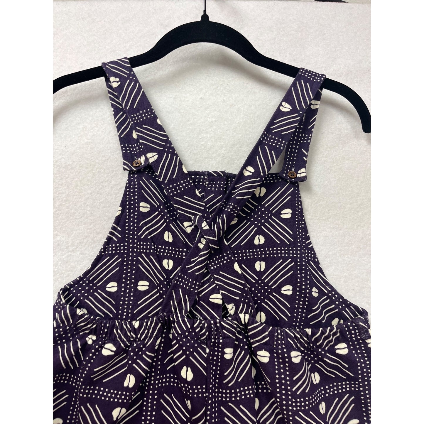 Purple & White Patterned Cotton Overalls Small By Ade + Ayo #8849