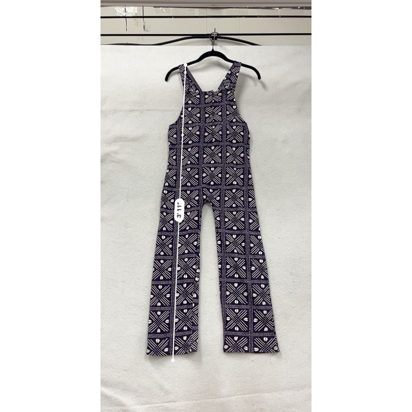 Purple & White Patterned Cotton Overalls Small By Ade + Ayo #8849