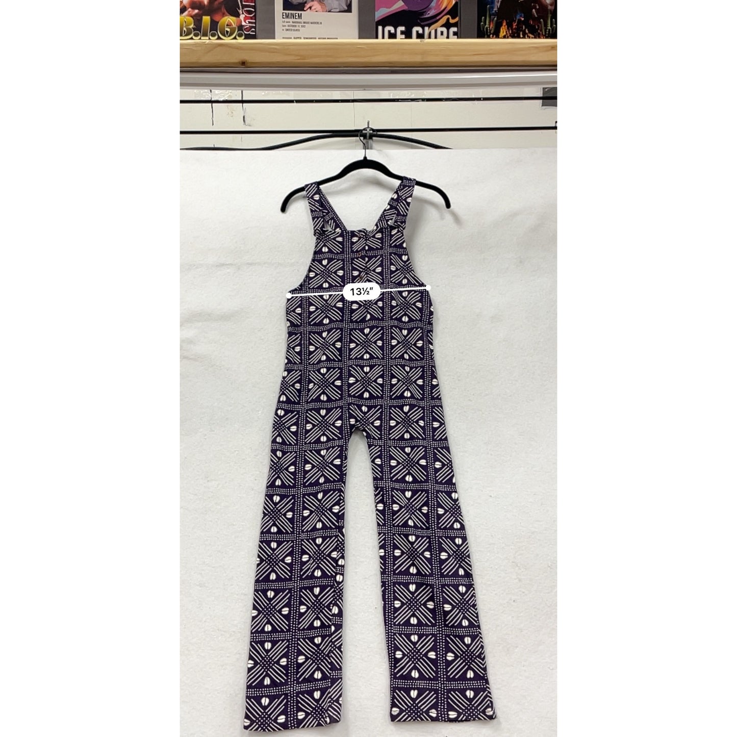 Purple & White Patterned Cotton Overalls Small By Ade + Ayo #8849