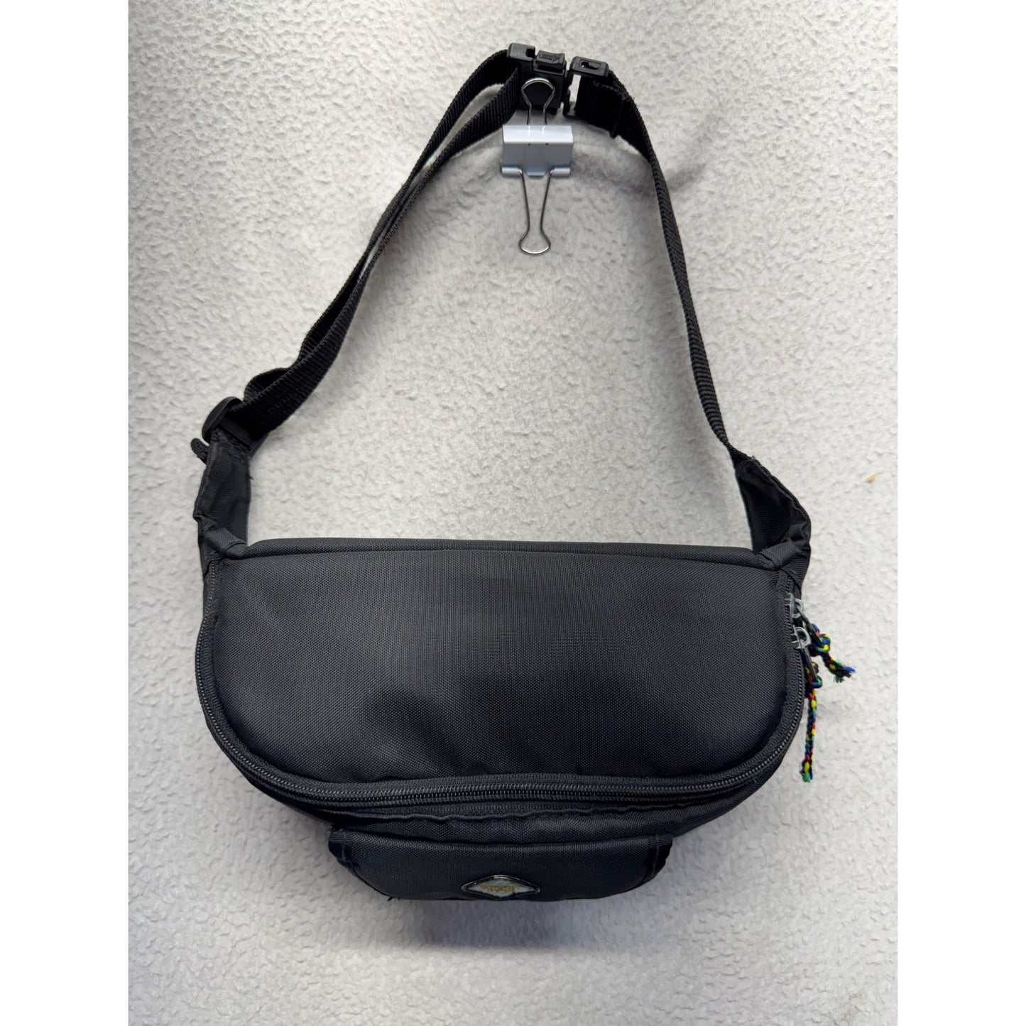 Black Sport Zone Adjustable Waist Bag With Multiple Pockets & Clip Closure #9392