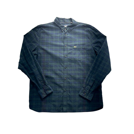 Lacoste Regular Fit Plaid Shirt L Long Sleeve Button Down 100% Cotton #9983