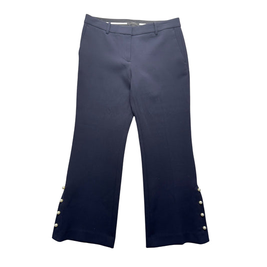 Ann Taylor Navy Wide-Leg Cropped Pants With Pearl Button Detail Size 6 #9277