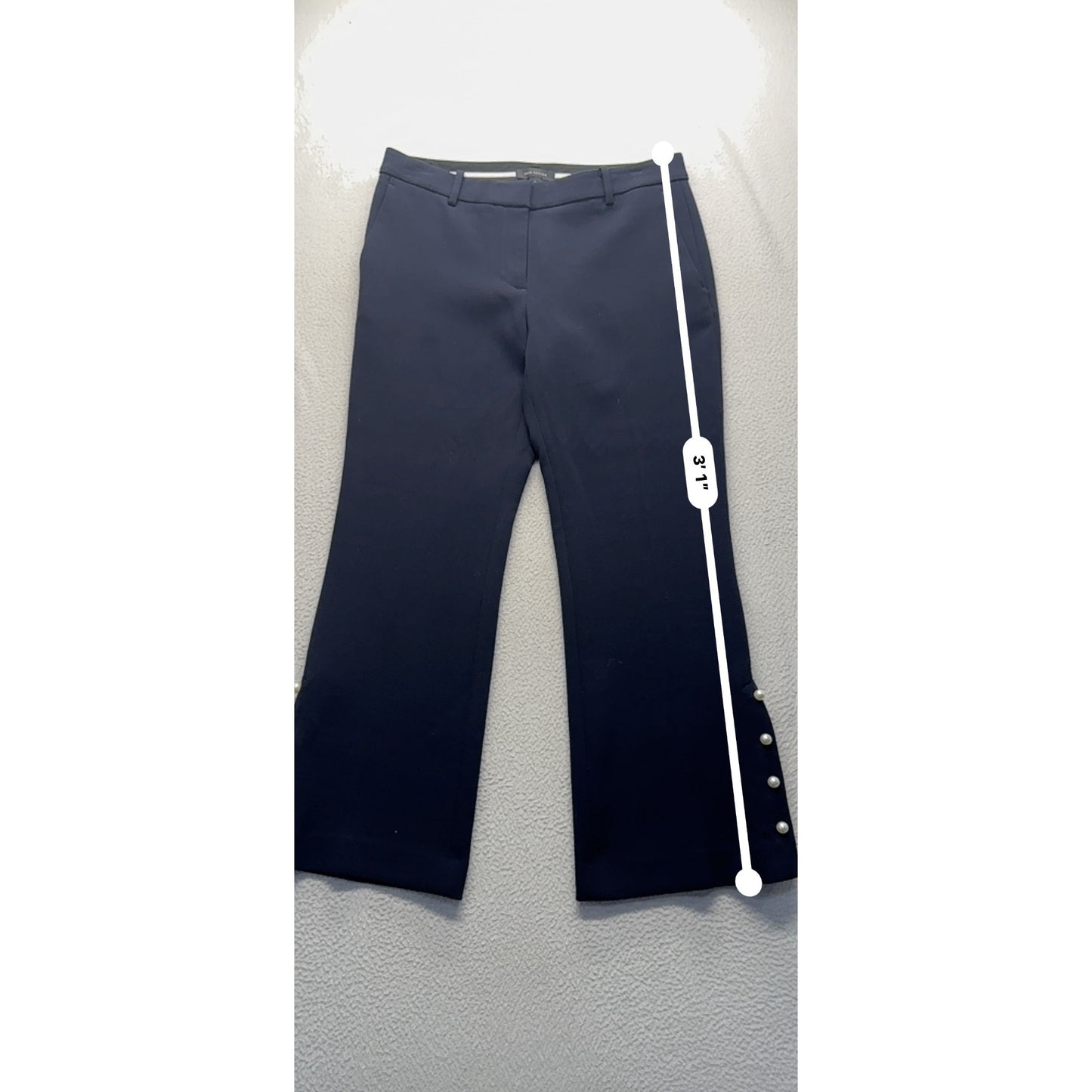 Ann Taylor Navy Wide-Leg Cropped Pants With Pearl Button Detail Size 6 #9277