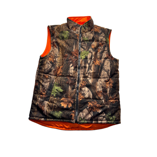 Camo Reversible Hunting Vest Puffer Style Size L Zip 9496