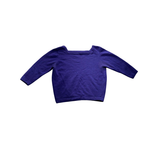 Vintage Purple 100% Cashmere 3/4 Sleeve Womens Sweater With Square Neckline #7432