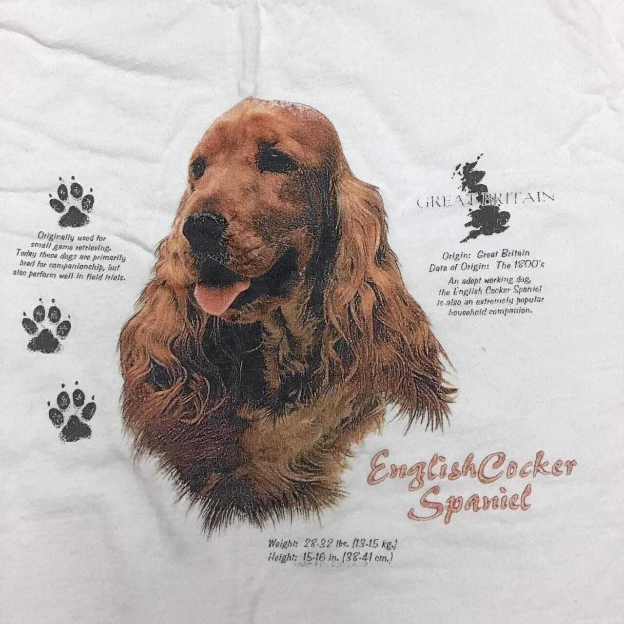 English Cocker Spaniel Graphic White T-Shirt L 100% Cotton Dog Breed Design #935