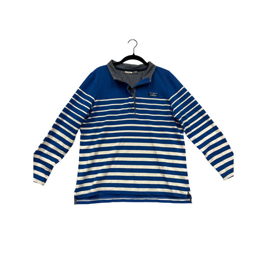 L.L. Bean Mens Blue & White Striped Long Sleeve Shirt #280A
