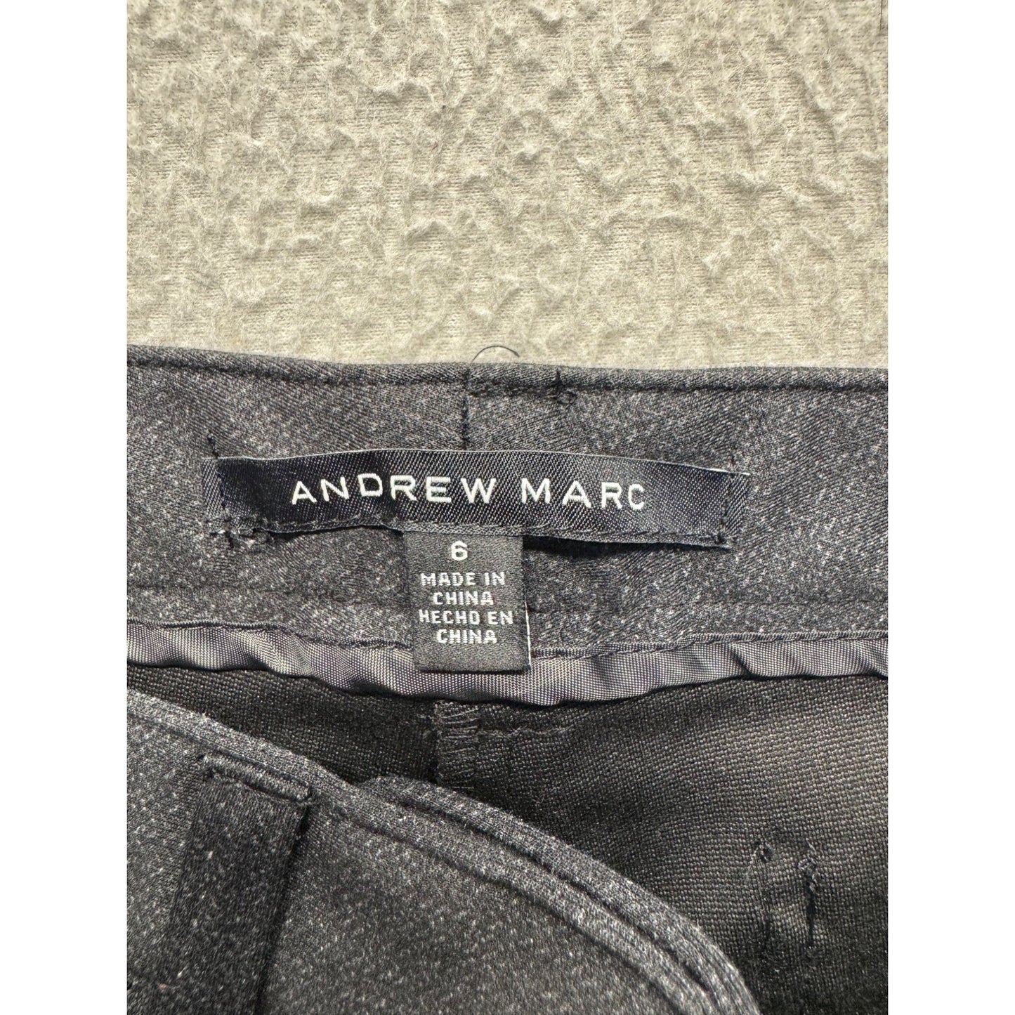 Andrew Marc Black Straight-Leg Pants Size 6 35" Length Polyester Blend #9272