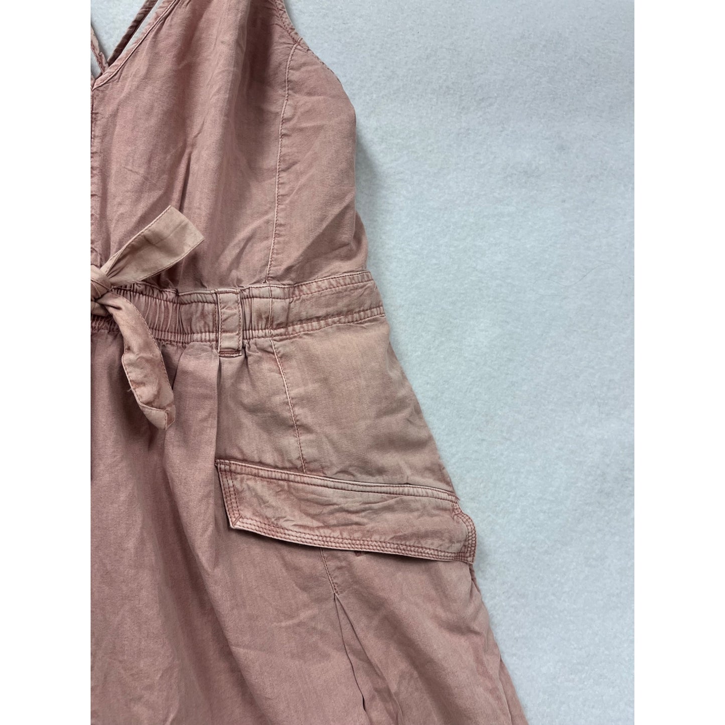 Free People Womens Large Pink Cotton & Viscose Jumper With Pockets & Strappy Back Design #6336