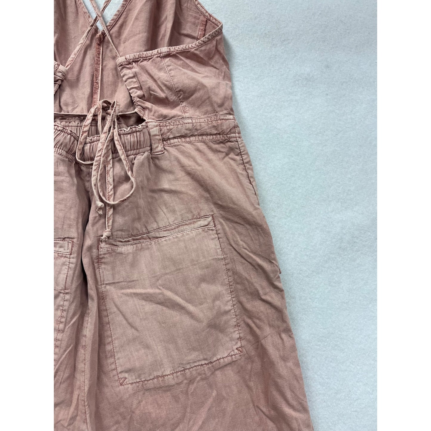 Free People Womens Large Pink Cotton & Viscose Jumper With Pockets & Strappy Back Design #6336