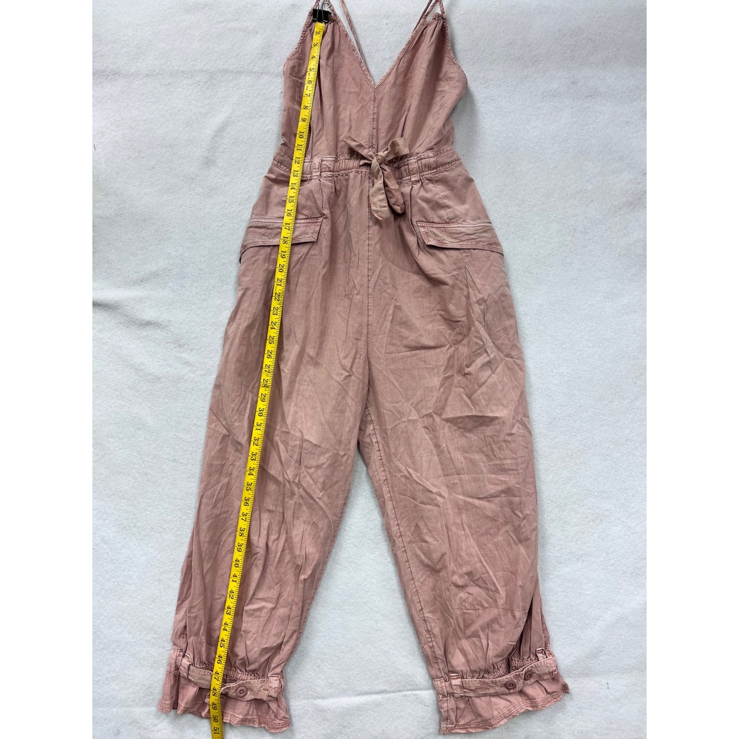 Free People Womens Large Pink Cotton & Viscose Jumper With Pockets & Strappy Back Design #6336