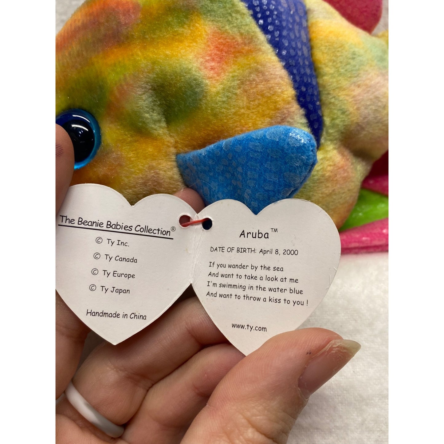 Ty Beanie Babies 2000 Aruba The Fish Plush #7386