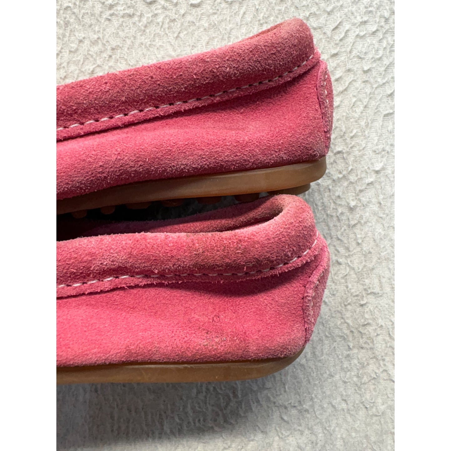 Minnetonka Womens Pink Suede Moccasins With Rubber Sole #359B