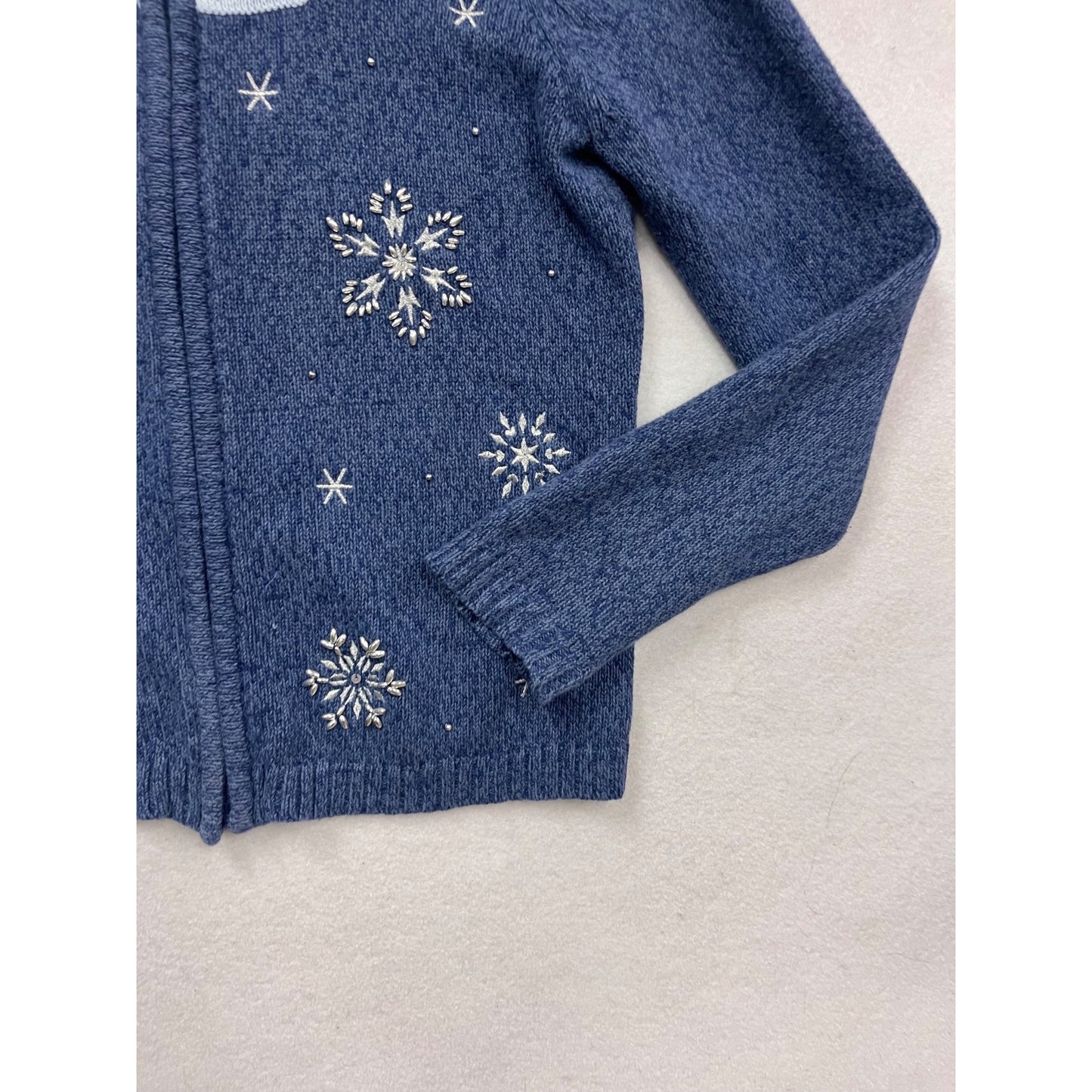 Fieldgear Blue Knit Snowflake Sweater S Full Zip #109C