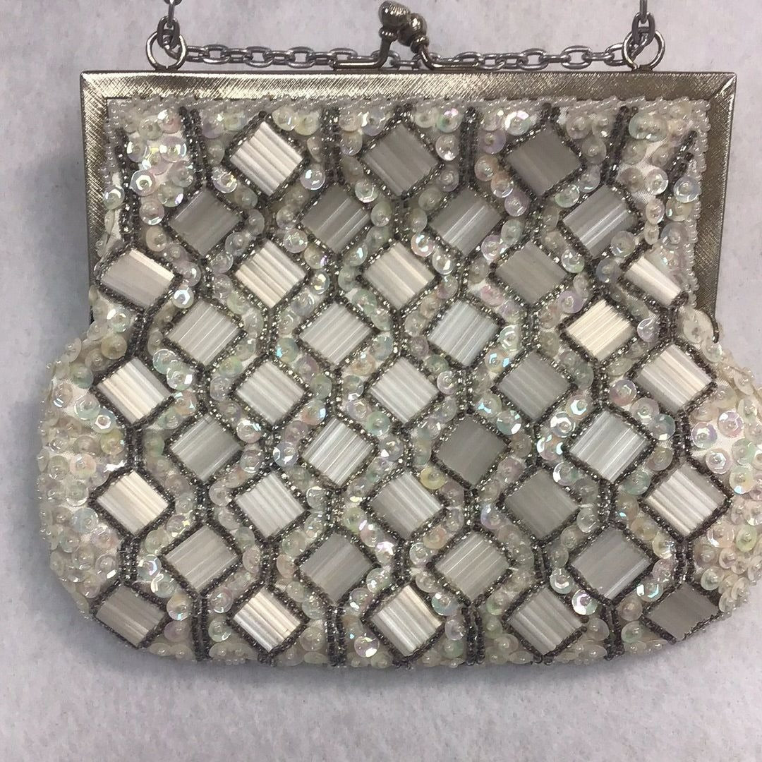 White Beaded Clutch