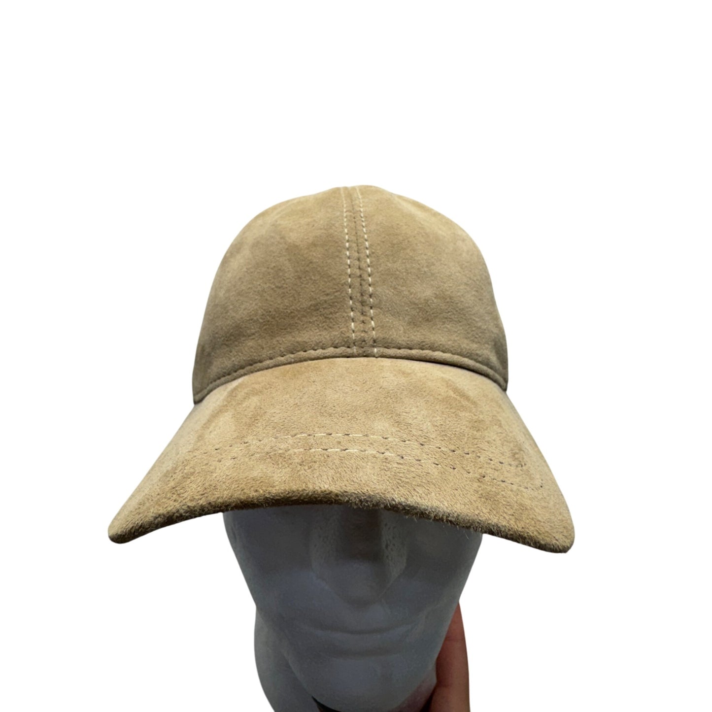 Tan Suede Adjustable Baseball Cap With Velcro Strap #7862
