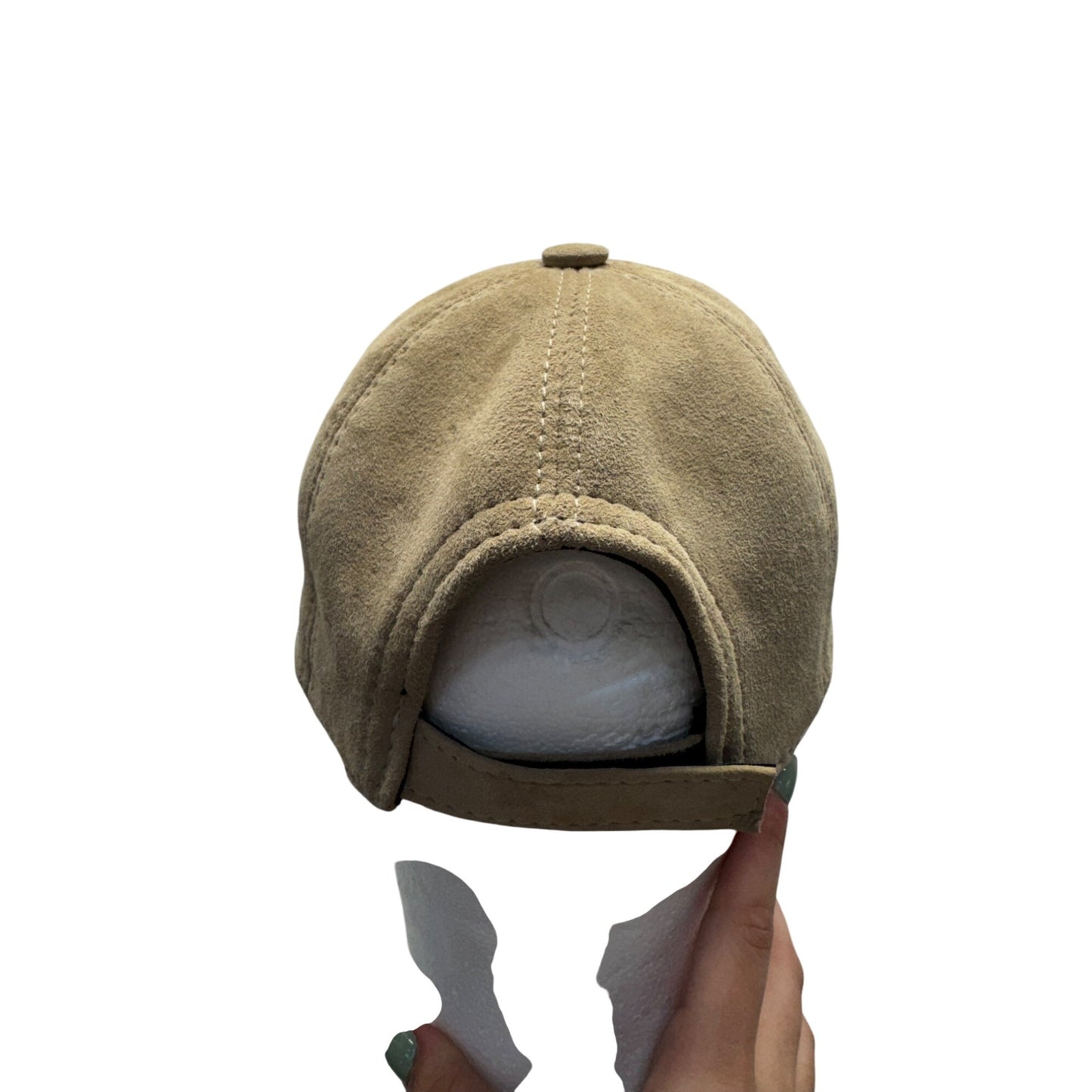 Tan Suede Adjustable Baseball Cap With Velcro Strap #7862