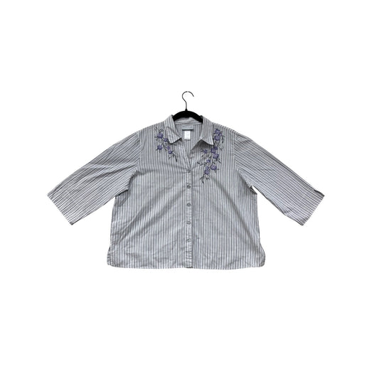 Alfred Dunner Petite Striped Button-Up Shirt #8856