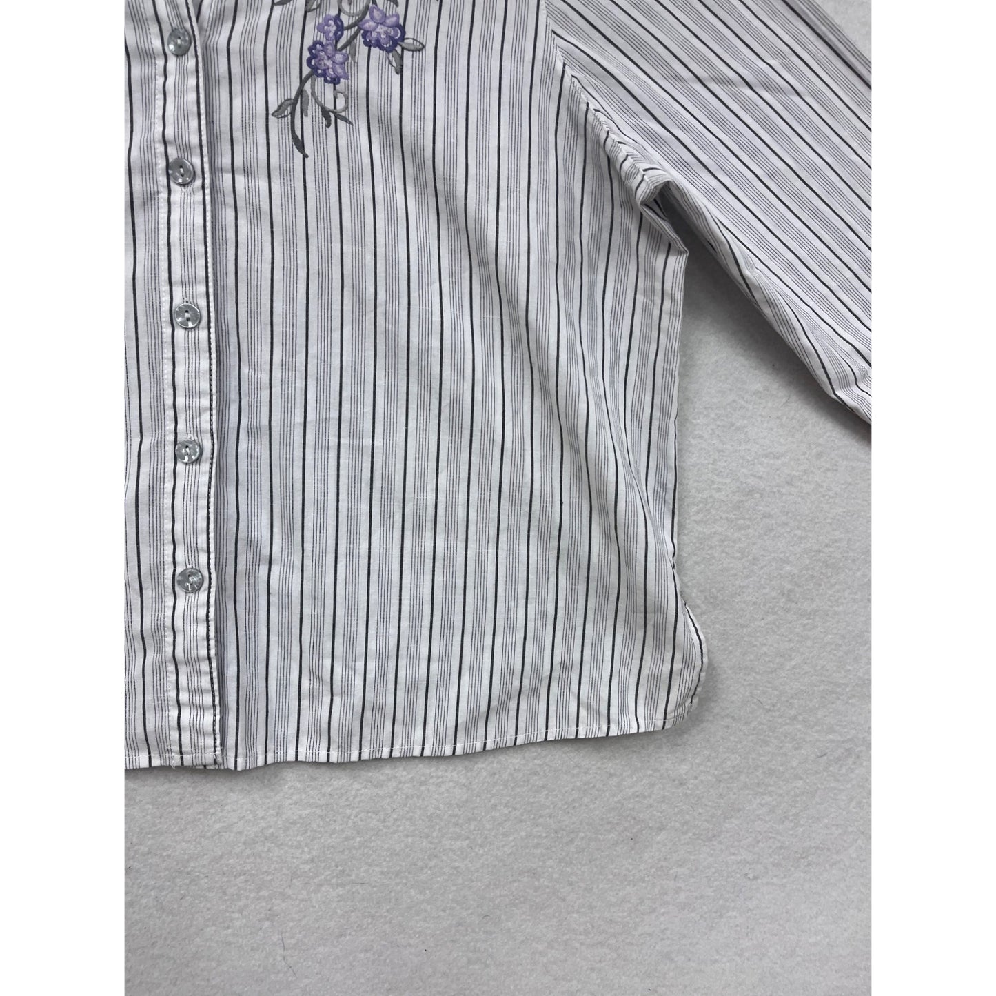 Alfred Dunner Petite Striped Button-Up Shirt #8856