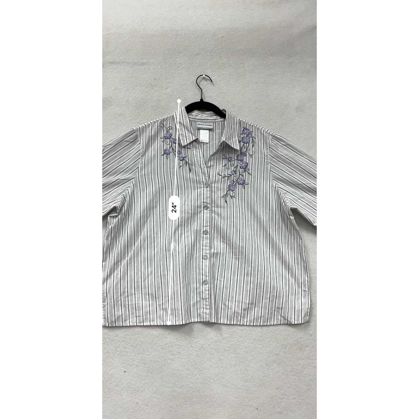 Alfred Dunner Petite Striped Button-Up Shirt #8856