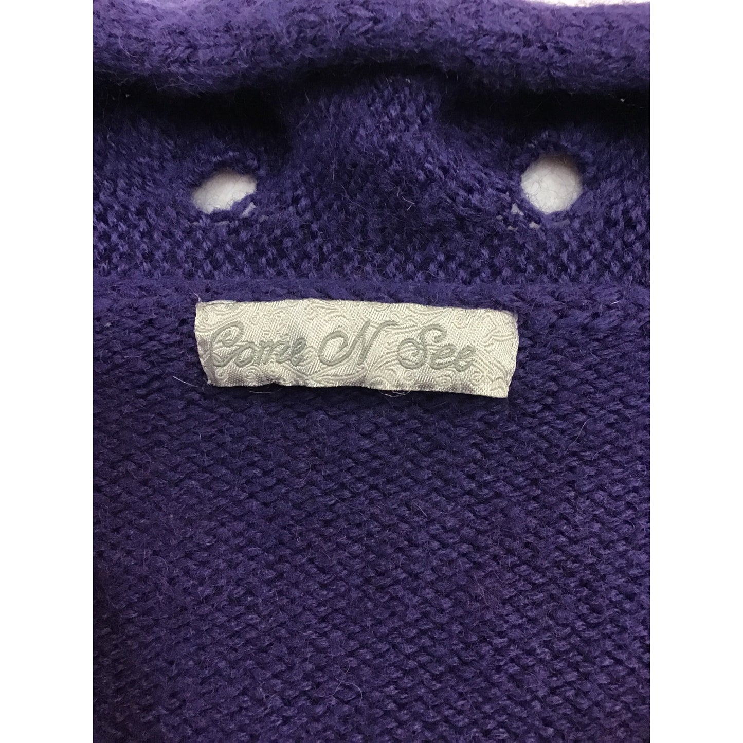 Vintage Come N See Purple Knit Cardigan Sweater With Decorative Accents #211