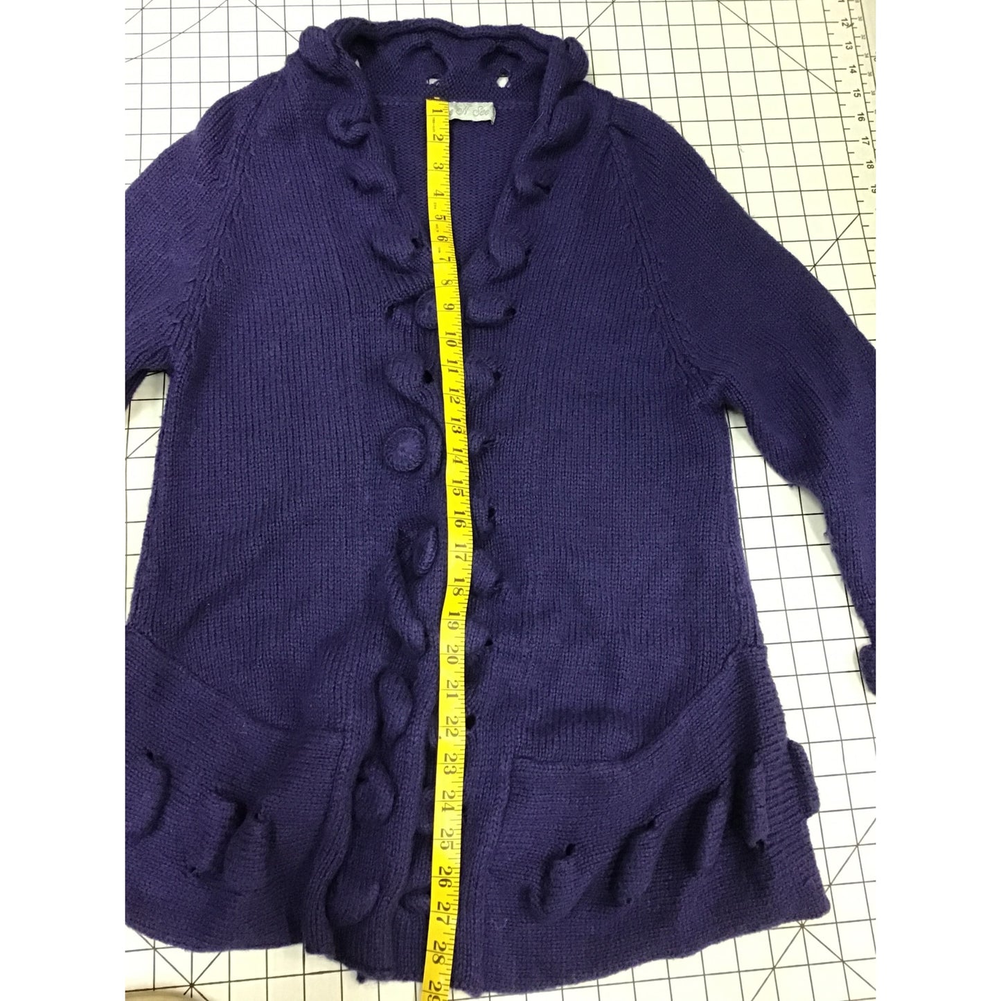 Vintage Come N See Purple Knit Cardigan Sweater With Decorative Accents #211