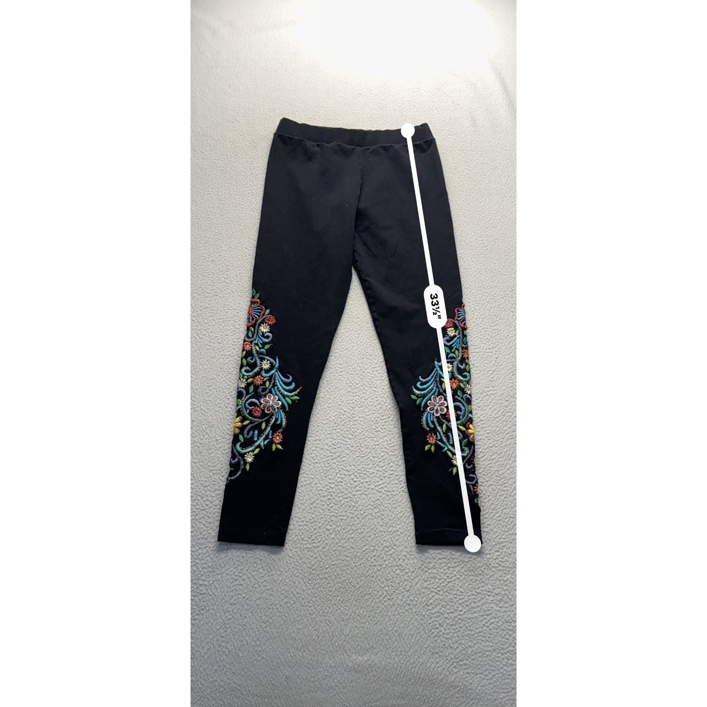 Brazilrox Black Embroidered Floral Leggings Size Z #9082