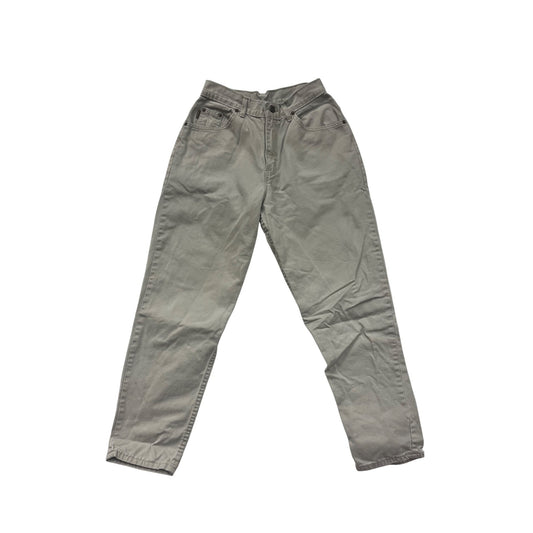 Chic Womens Beige High-Waist Cotton Pants Size 8 Relaxed Fit #6567