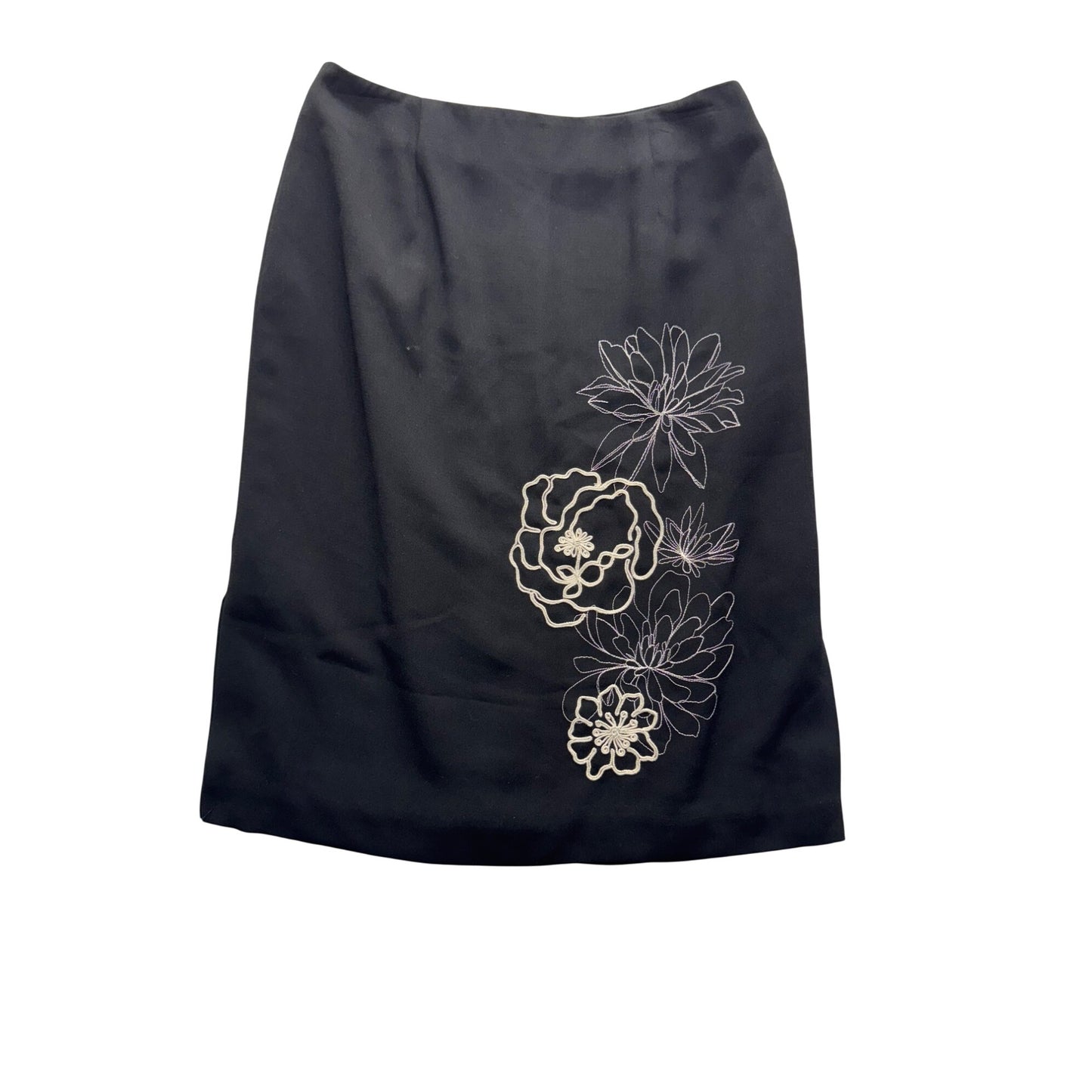 Charter Club Embroidered Floral Black Pencil Skirt #9565