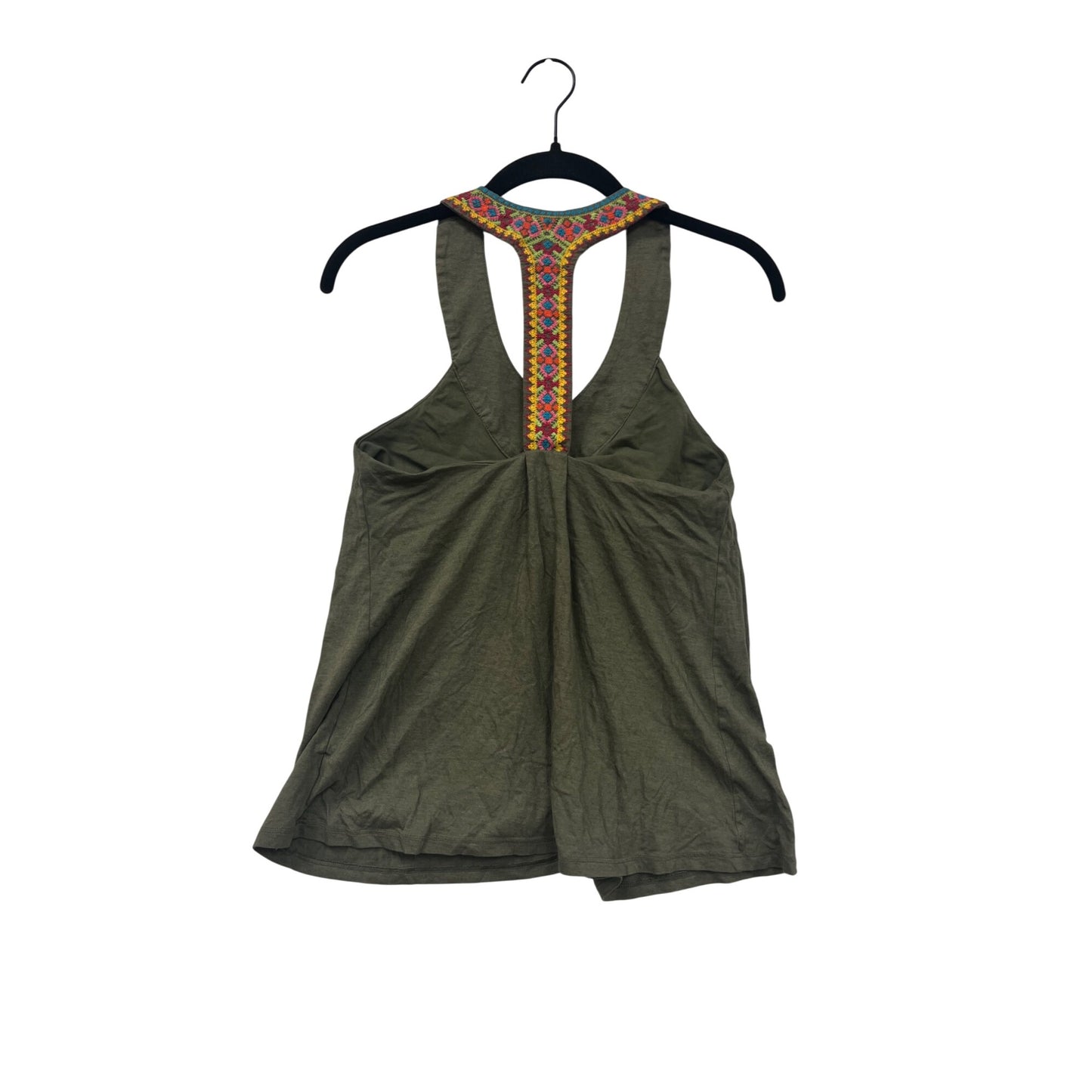 Olive Green Embroidered Racerback Tank Top By Bra Tops Medium #8626