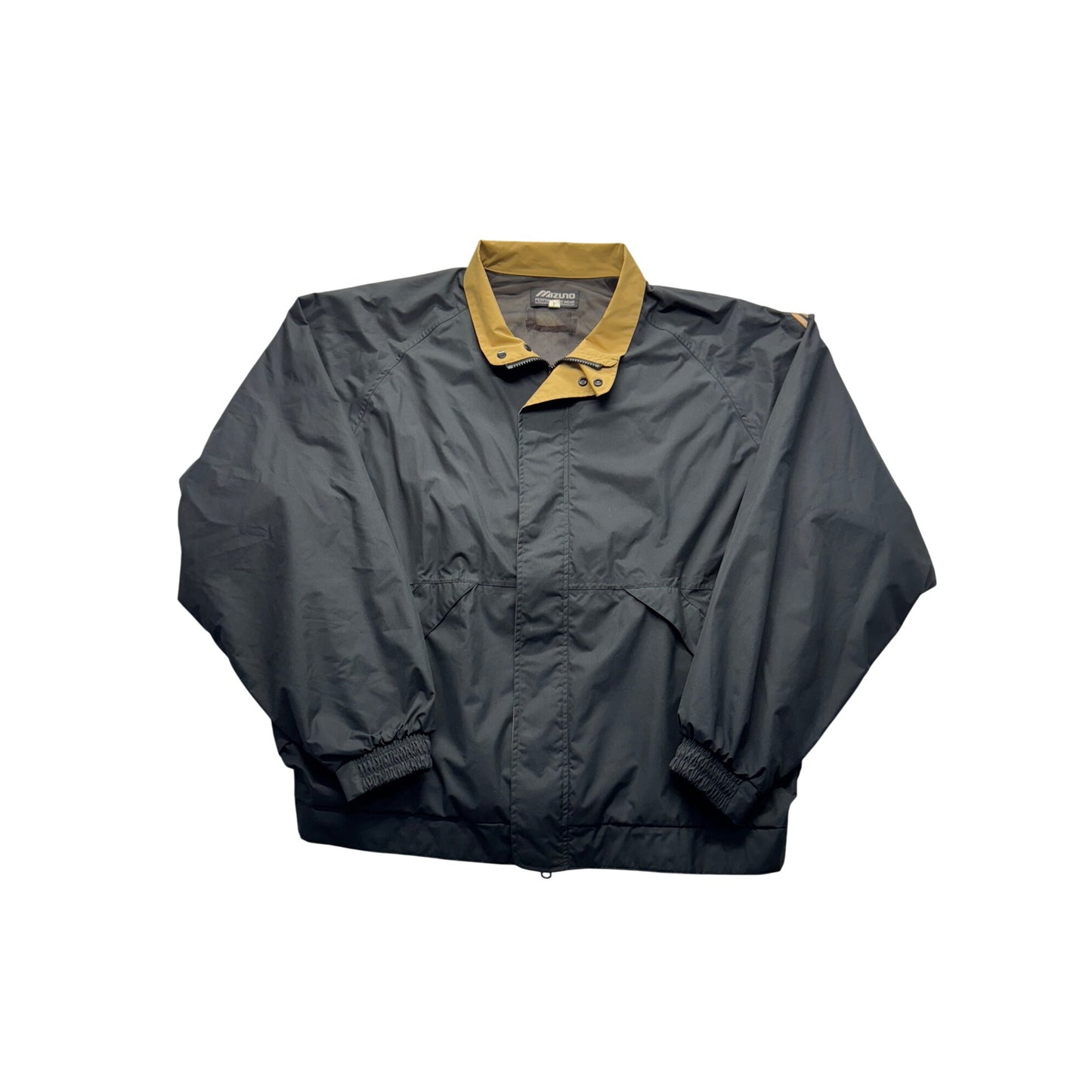 Mizuno XXL Black & Tan Performance Wear Jacket 100% Polyester Lightweight #9772