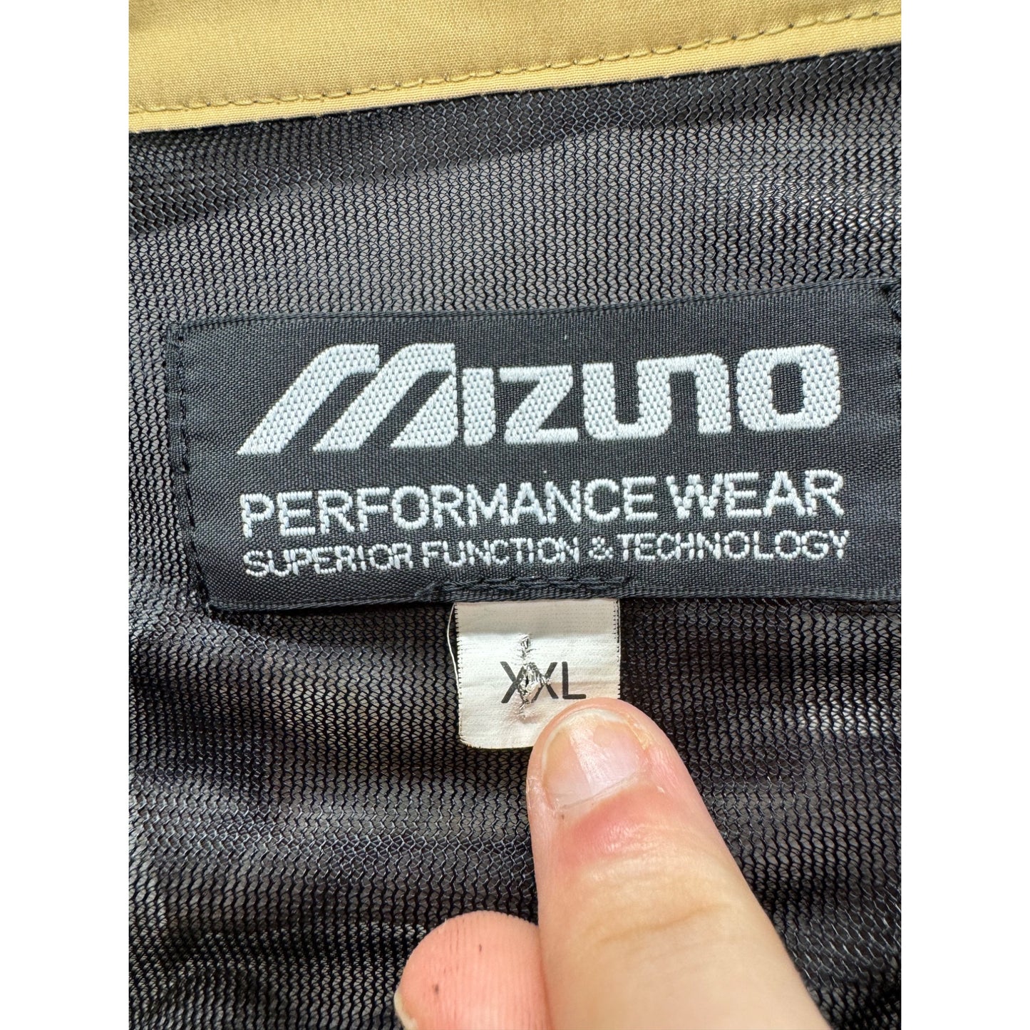 Mizuno XXL Black & Tan Performance Wear Jacket 100% Polyester Lightweight #9772