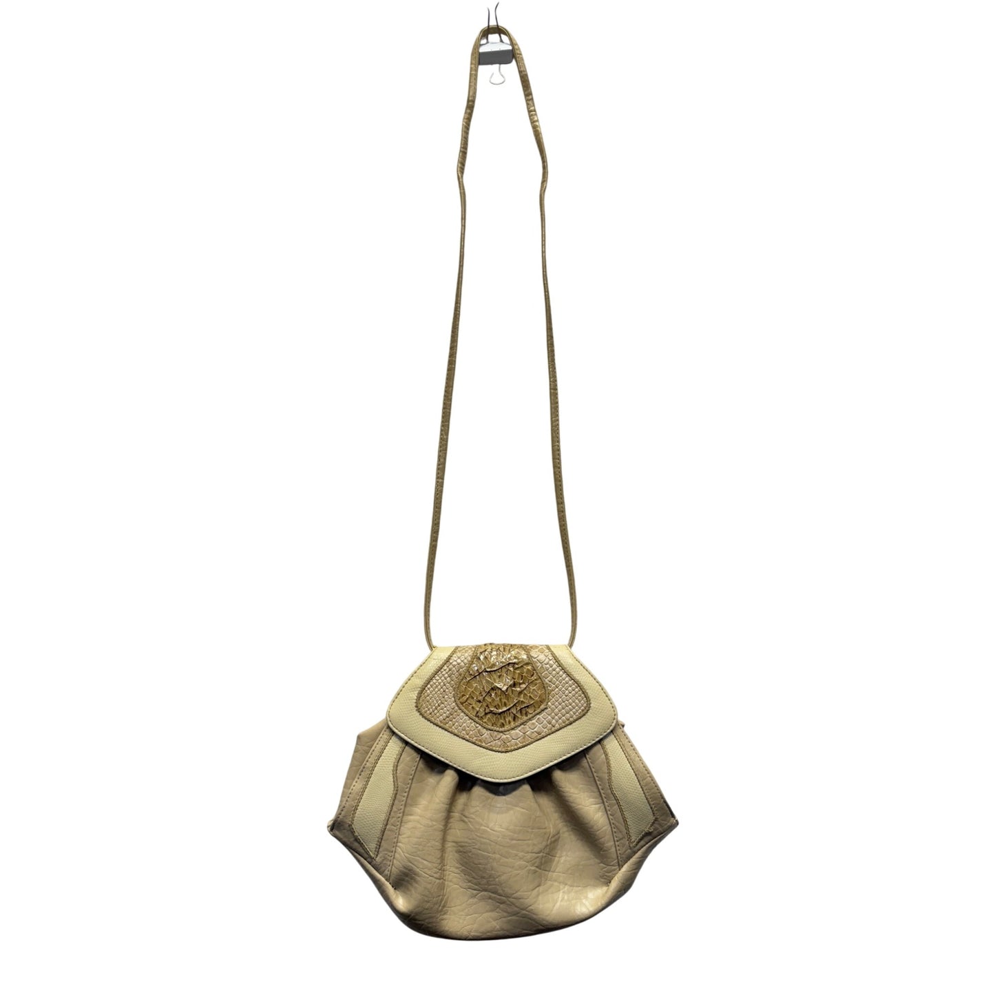 Vintage Sylvia Faux Leather Shoulder Bag With Snake Embossed Flap #9394