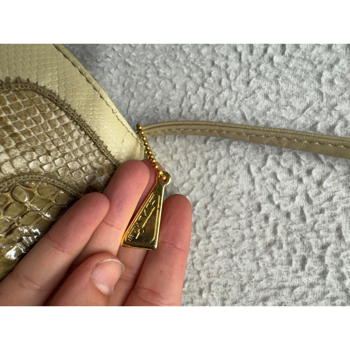 Vintage Sylvia Faux Leather Shoulder Bag With Snake Embossed Flap #9394