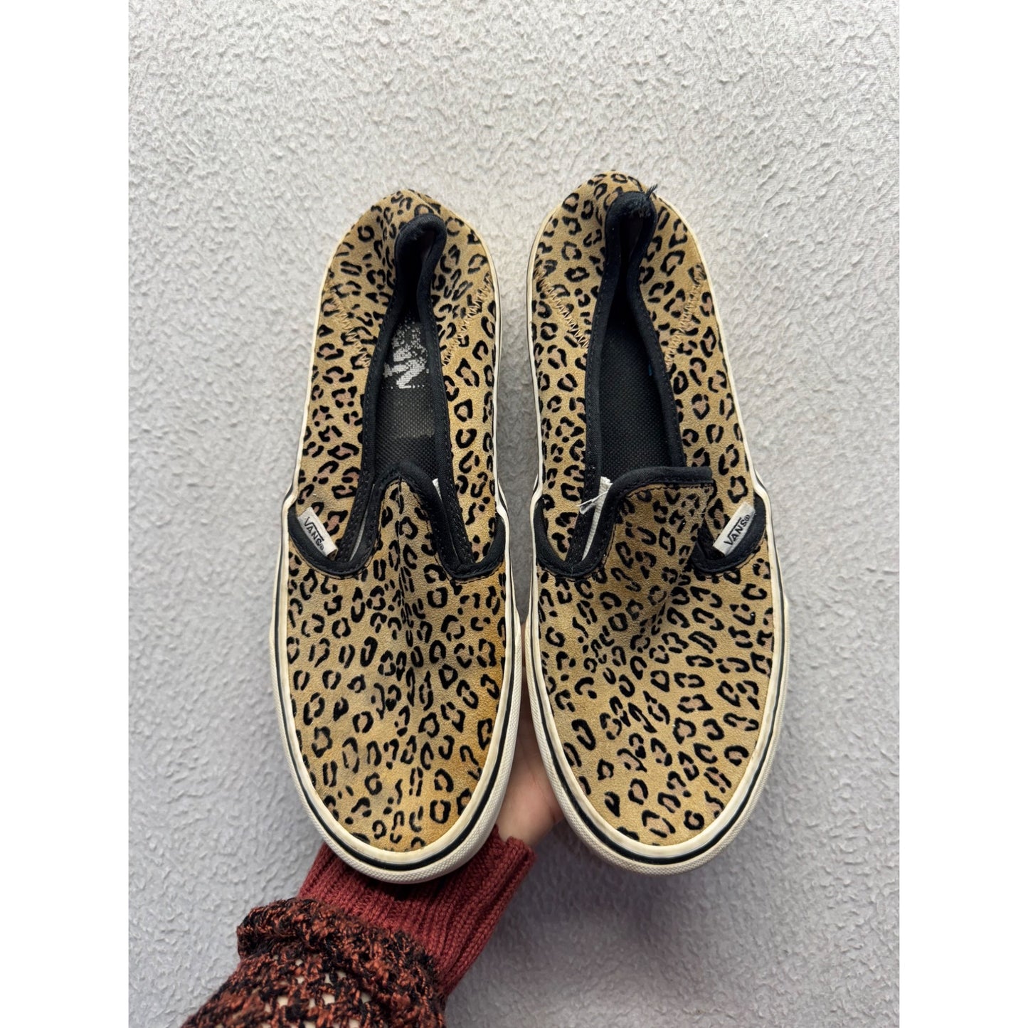 Vans Leopard Print Slip-On Shoes Size 9W/7.5M Canvas Casual Sneakers 341B