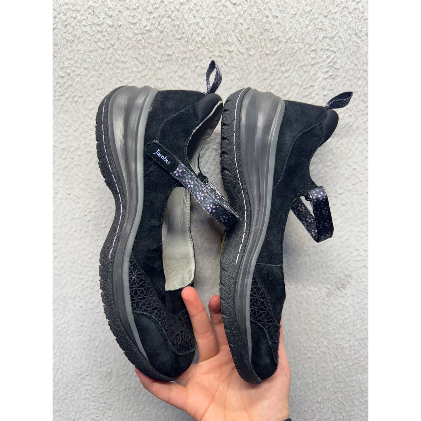 Jambu Black Suede Mary Jane Shoes W/ Memory Foam Insoles Size 8 #9470