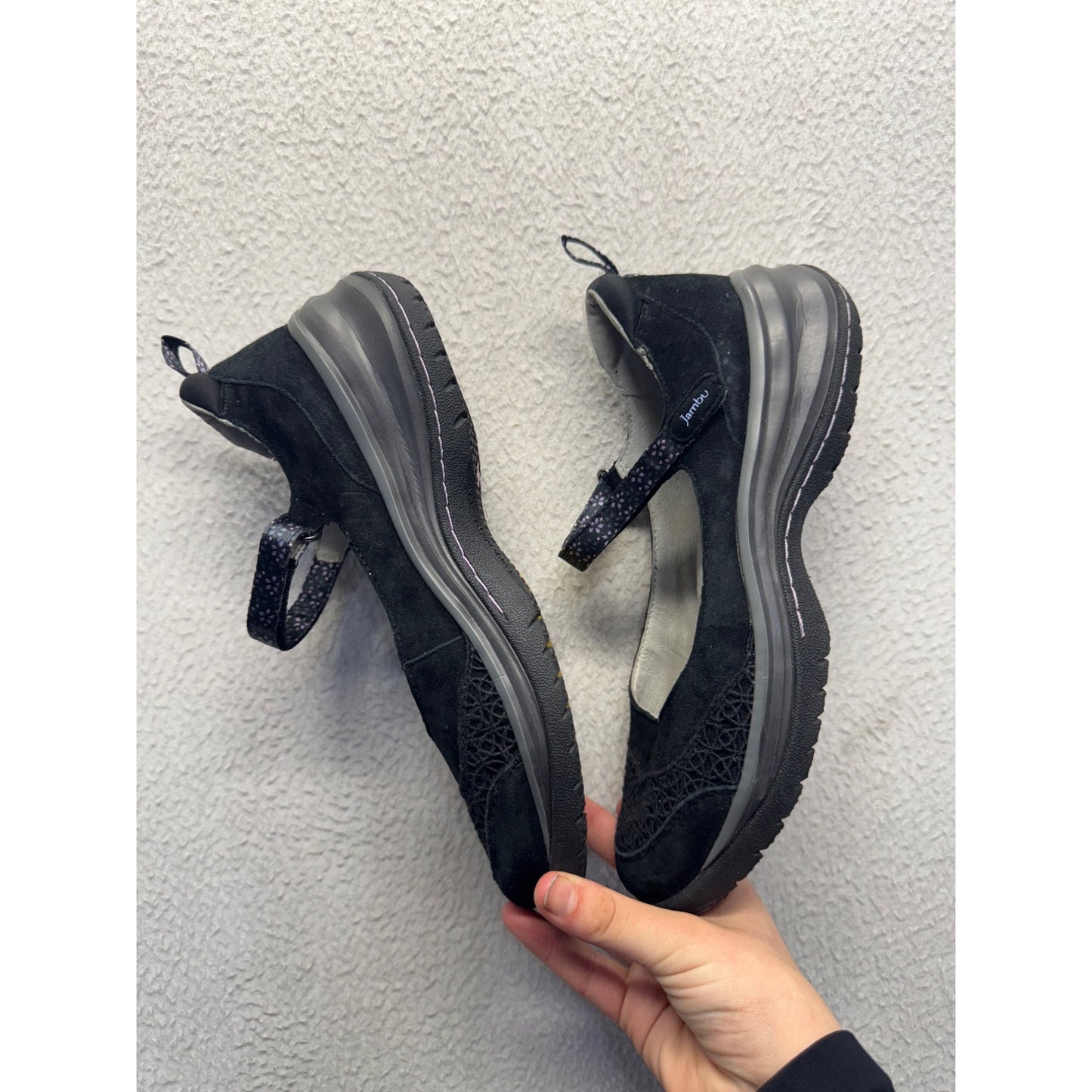 Jambu Black Suede Mary Jane Shoes W/ Memory Foam Insoles Size 8 #9470