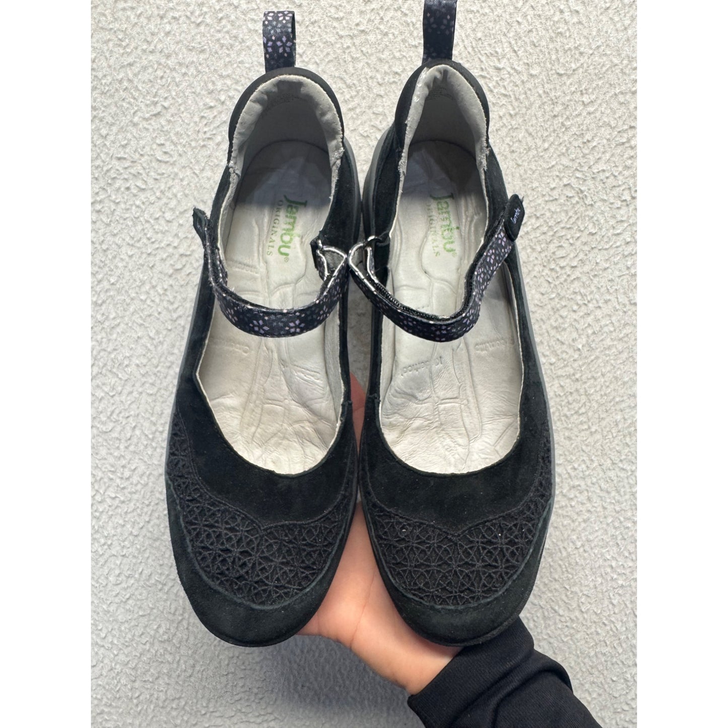 Jambu Black Suede Mary Jane Shoes W/ Memory Foam Insoles Size 8 #9470
