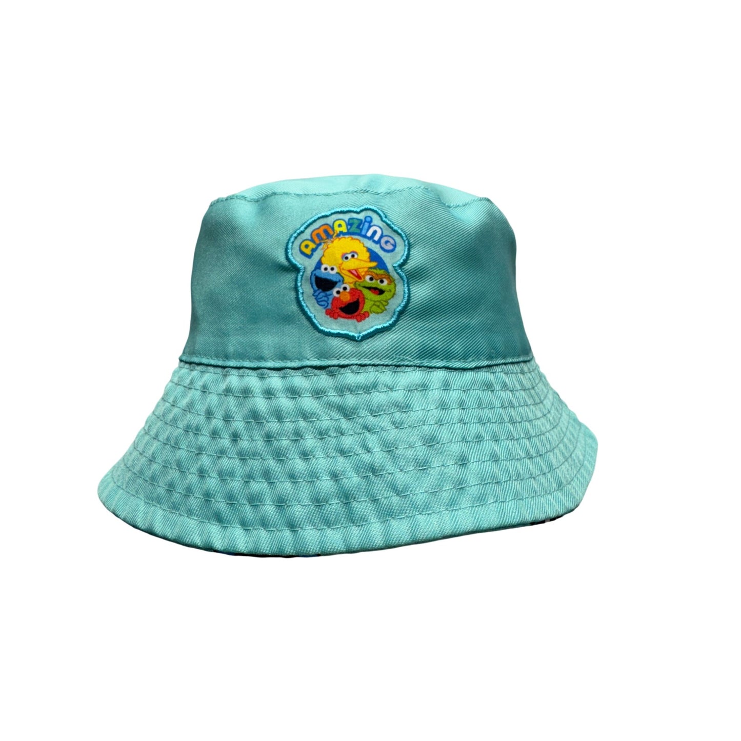 Sesame Street Amazing Reversible Kids Bucket Hat Aqua & Character Cotton #9857
