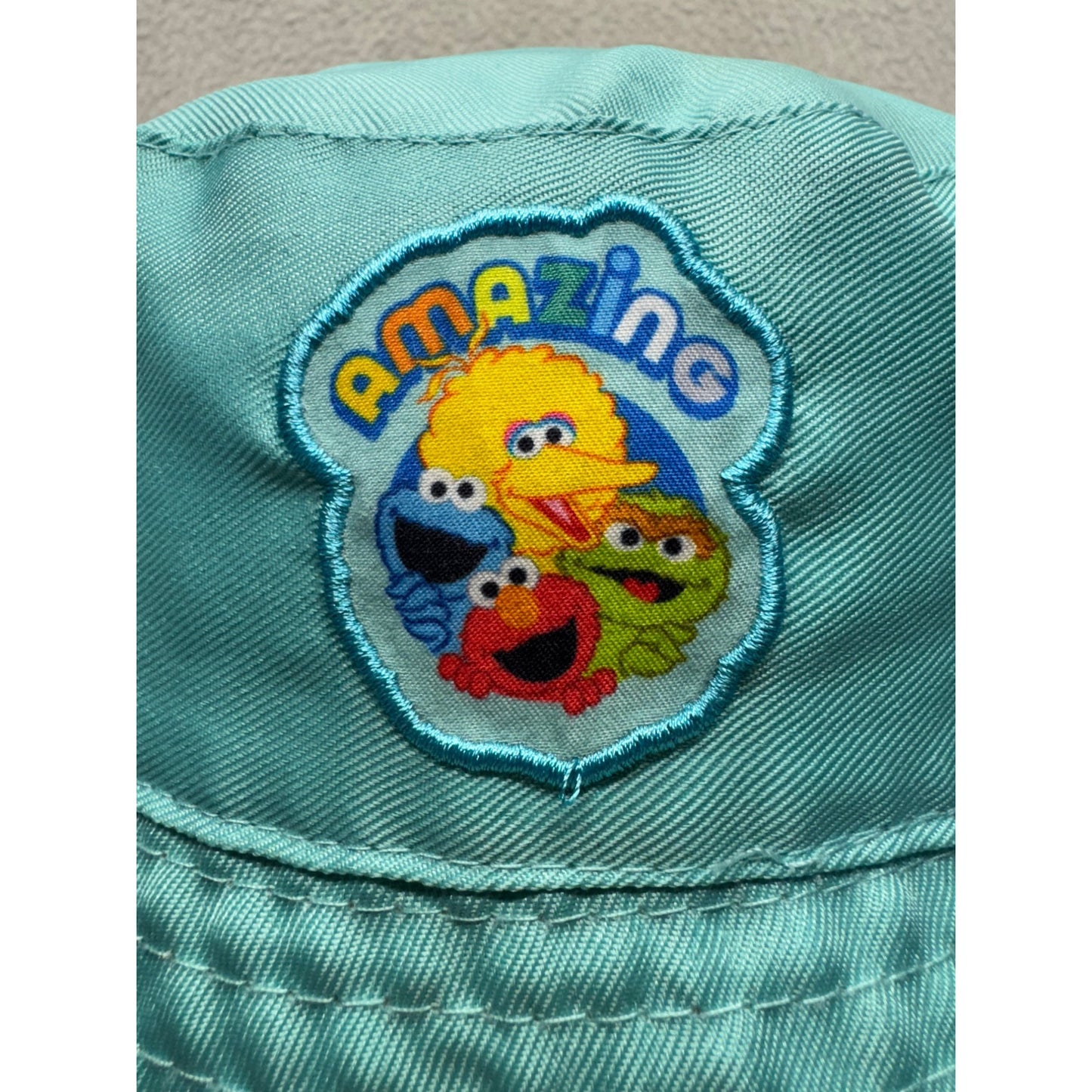 Sesame Street Amazing Reversible Kids Bucket Hat Aqua & Character Cotton #9857